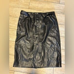 Cato Black Faux Leather Pencil Skirt